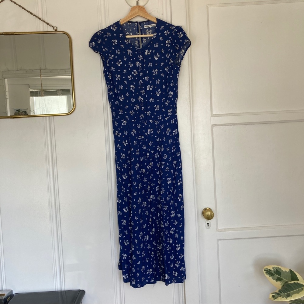 Reformation Royal Blue Floral Midi Dress
